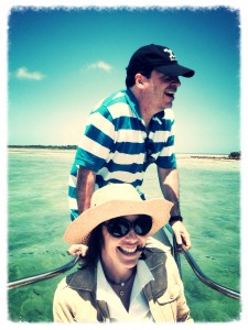 John Hemingway & Christina Oxenberg on the boat to lunch at Ballast Key